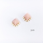再販☆春ピーチピンクスクエア☆イヤリング/ピアス
