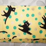 黒猫の２ポケットティッシュケース・イエロー