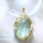 アクアマリンペンダント（ワイヤーアートジュエリー☆ワイヤーアクセサリー☆ワイヤーラッピング天然石ネックレス）