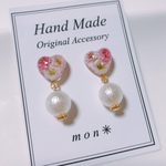 かすみ草♡ハートレジン✳︎パールピアス✳︎