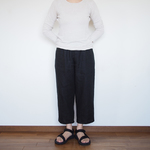 受注製作　リネンクロップトパンツ　ブラック