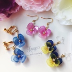 カラフルパンジーピアス＆イヤリング（プラバン）