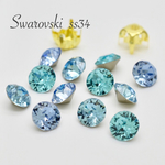 6個set ＊ 台座付き Swarovski  ss34 ＊ Blue color mix