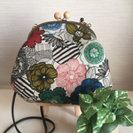 がま口バッグ 【北欧風 ・ 花 】