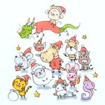干支　クリスマスバージョン　ミニチュアアート