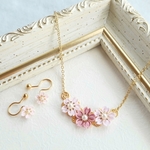 桜結びネックレス mini ＊つまみ細工＊ 　 