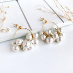 ボリューム＊コットンパールフープピアス／イヤリング