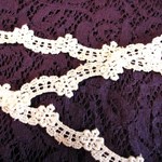 7.6m★綿ケミカルスカラップレース オフ白 花 巾1cm