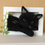 羊毛フェルト 窓ねこ  黒猫