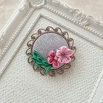 正絹の桜のつまみ細工のブローチ