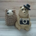 カメラと帽子のセット☆しろくま貯金箱
