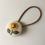 ellipseの花 刺繍 ヘアゴム   イエロー