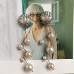 shell silver pearl earring