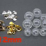 ガラスドーム10個セット 蓋10個付き 12mm 蓋は金、銀、金古美の3色