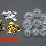 ガラスドーム10個セット 蓋10個付き 10mm 蓋は金、銀、金古美の3色