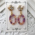 ビジュー♡ドライフラワーピアス【オーバル】