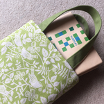 本好きの為のリバーシブルブック&スマホバッグ・鳥グリーン