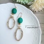 ターコイズとクリアオーバルのピアス /イヤリング