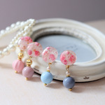 【オーダー品】ピンクのフラワーイヤリング・ピアス