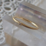 K18YG　甲丸ダイヤリング　０．０１ct　ツヤ消し　