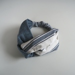 ヘアターバン (結び) ☆ ハーフリネン ストライプ 