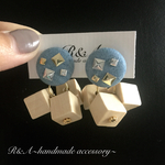 2wayデニムスタッズ×ウッド✨ピアス/イヤリング