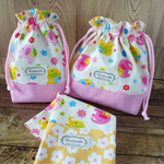 お弁当３点セット25×35㎝☆お花とぞうさん①♪