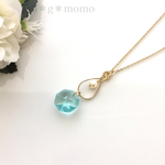 【再販9】スワロフスキーと雫の2wayネックレス（アンティークグリーン）（ﾛﾝｸﾞﾈｯｸﾚｽ・ﾈｯｸﾚｽ・ｽﾜﾛﾌｽｷｰ・ロング・ミント・揺れる・氷・パステルカラー）