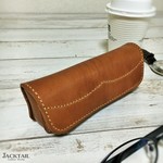 眼鏡ケース／手縫い　革メガネケース　オイルレザー　牛革（茶）