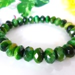 ☆金運☆幸運☆仕事運☆吉運☆高品質ＡＡＡ☆グリーンタイガーアイ☆グラデーション☆ボタンカット☆　☆１０×７ｍｍ☆　☆１７ｃｍ☆