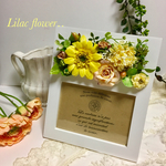 【🌹母の日ラッピング可能】お花フォトフレーム イエロー&オレンジ■ L判仕様■アーティフィシャルフラワー