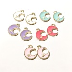 (JA0602-20個) 月 12x16mm カラーチャーム  (5色 ミックス )