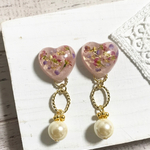 押し花heartピアス＊イヤリング