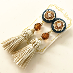 ピアス＊premium＊タッセルピアス＊ネイビー×ライトベージュ
