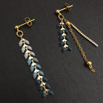再再…販‼️ボタニカル♡ブルーグラデーションリーフ♡アシンメトリーピアス／イヤリング