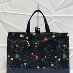 レッスンバッグマーブルペイントブラック(ストライプ紺)