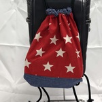 ナップサック型体操服袋 スターレッド(ストライプ紺)