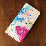 水彩 自由にあそぶ 手帳型スマホケース（新型iPhone/android各種対応)