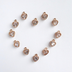 12個●ジルコニア チャーム ハート 10×8.5ミリ ゴールド