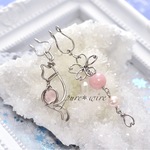 専用出品＊宝石猫と桜のアシメイヤリング