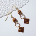 大島紬玉×べっ甲　デザインピアス