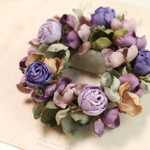 布花　あじさいとバラのリースブローチ