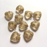10個 20×21mm アクリルビーズ クリアアンティーク ハート