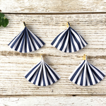 再販☆　♡プチサイズ4コセット♡　濃紺×白 ストライプふんわりタッセル  