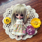 送料無料 プチブライス お洋服 ワンピース&ヘアピンセット 