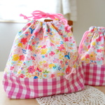 お値下げ☆ウサギとお花のお弁当袋とミニ巾着のセット