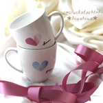 ひと味違う♪名入れマグカップ♡　ハート　シンプル　結婚祝い　誕生日　贈呈用　春　桜