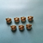 ガラスドームキャップ（ねこ耳型/ゴールド/7個）*ビーズキャップ*金属