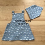 GREEN0528様専用 子どもエプロン 三角巾付き デニム リボン
