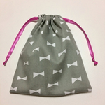 大人可愛いリボン柄🎀きんちゃくグレー